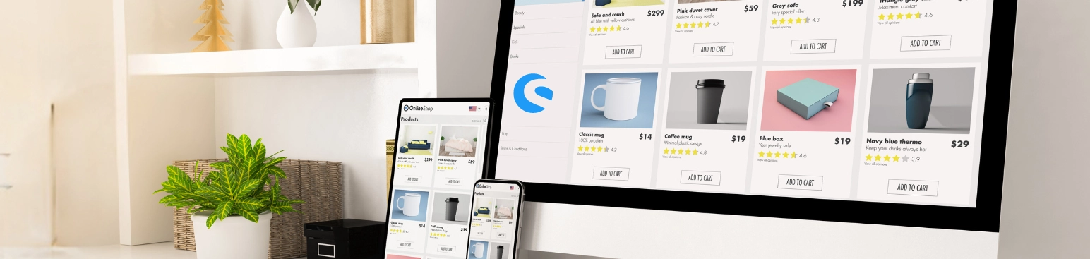 Desktop, Smartphone und Tablet mit Shopware E-Commerce Onlineshop